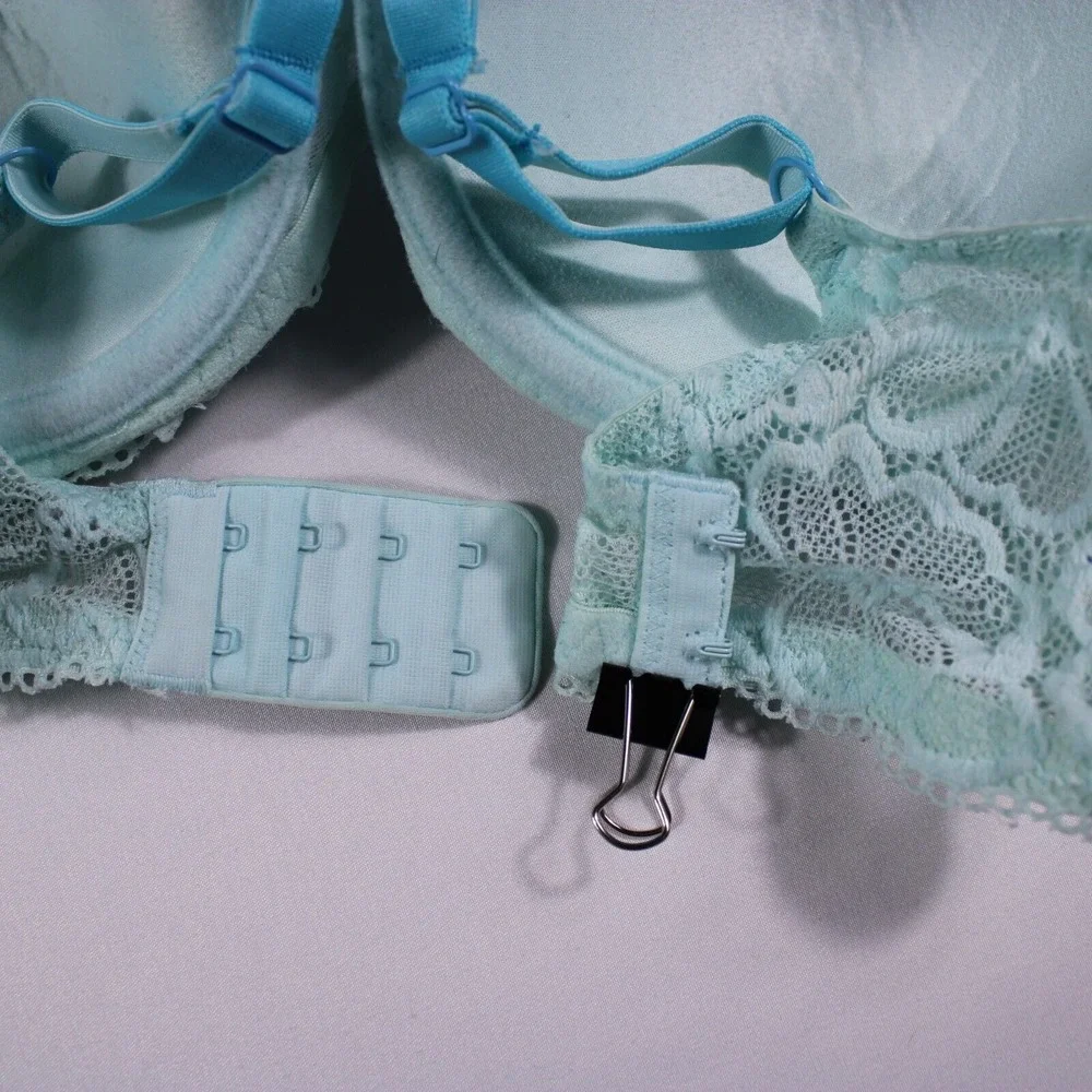 No Boundaries Bra Womens Size 34DD Sky Blue Adjustable Straps Cute Floral Design